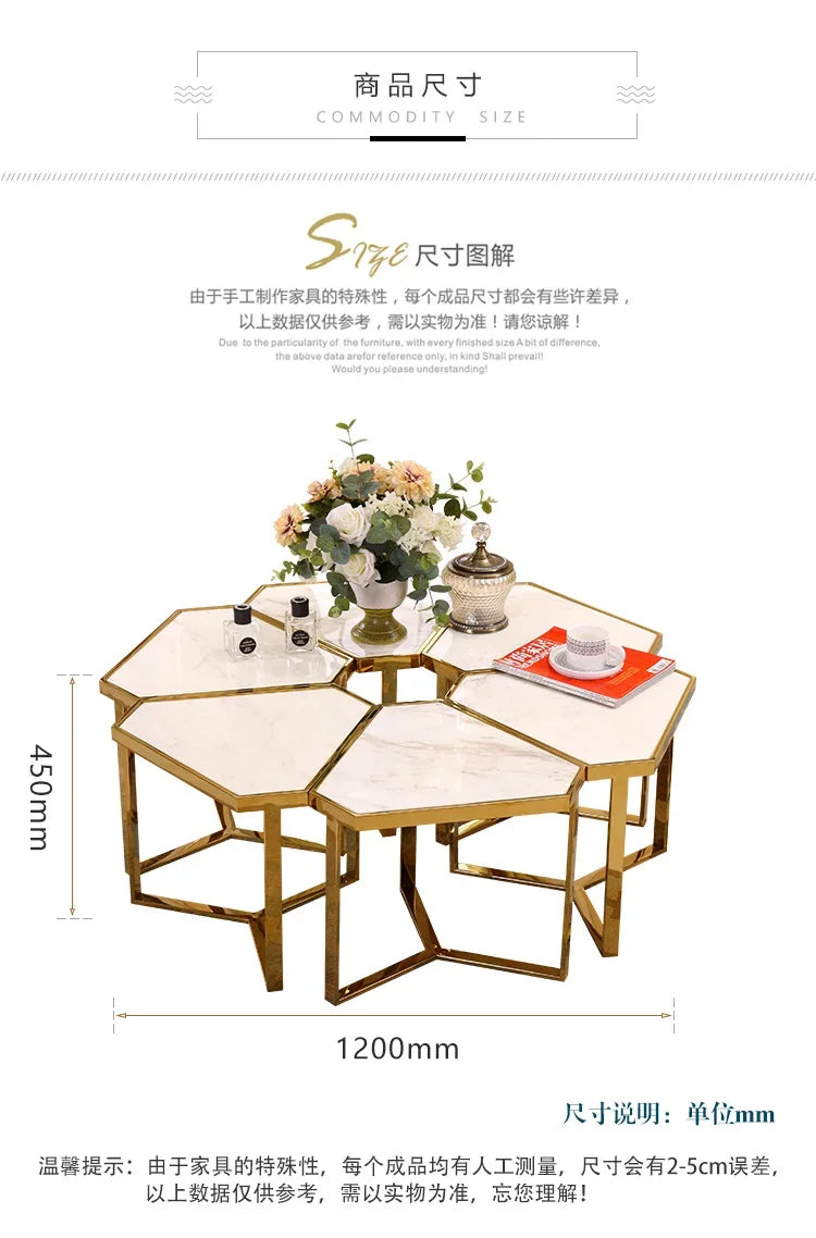 Creative Simple Modern Stainless Steel Marble Coffee Table Living Room Coffee Table Side Table