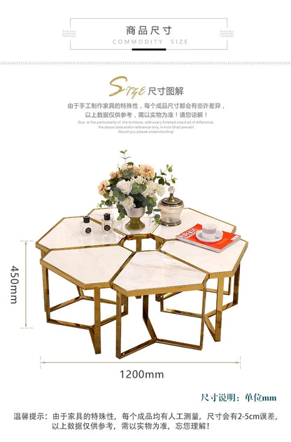 Creative Simple Modern Stainless Steel Marble Coffee Table Living Room Coffee Table Side Table