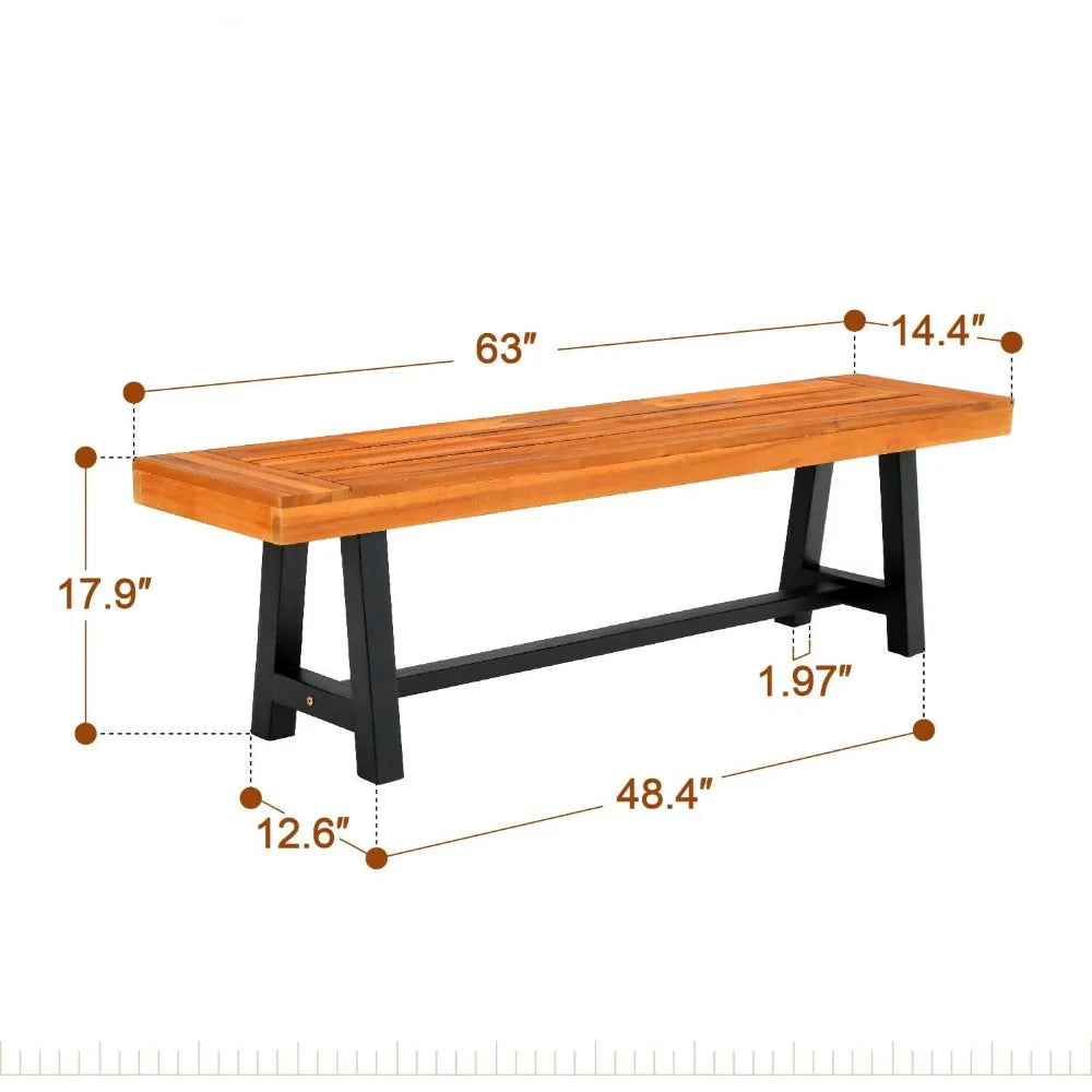 Banc de jardin, chaise de patio, siège en bois pour cour, terrasse, mobilier d'extérieur en bois pour la maison