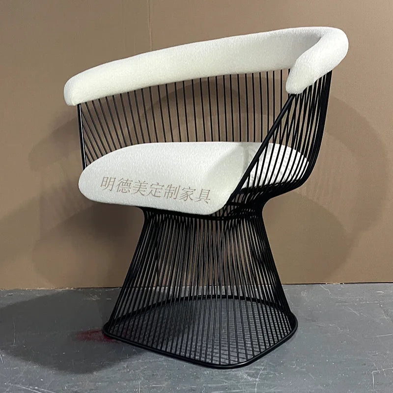 High-end stainless steel dining chair single sofa chair designer home living room wrought iron balcony