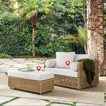 Southeast Asian Style Outdoor Rattan Sofa for Courtyard, Balcony, Garden, Terrace, Designer Sunroom, Leisure Rattan Sofa