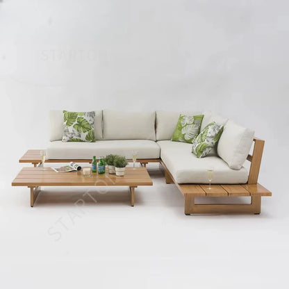 Garden Garden Furniture Outdoor Sofa Set Modern Home Style Teak Sofa with Coffee Table