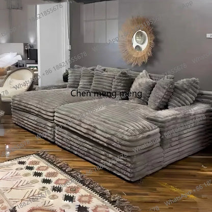 zS173Furniture Living Room Vacuum Compression Washable Corduroy Modern Boneless Couch Sofa Comprimido