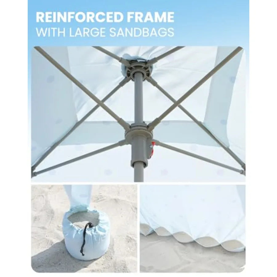 Beach Cabana with Fringes Portable 6' x 6' Beach Canopy for Sand Easy Set Up Beach Shelter Included Side Wall UPF 50+ UV Protec