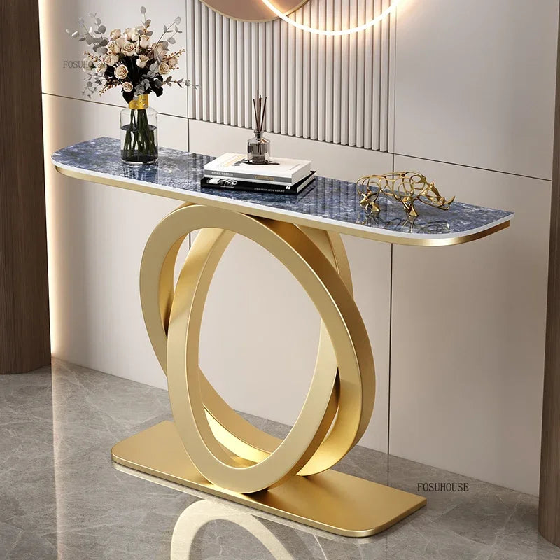 Luxury Iron Console Table Italian Semi-circular Entrance Cabinet Tables Home Furniture Creative Corridor Entryway Table