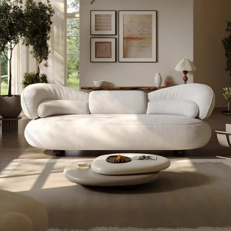 French antique fabric sofa, living room small apartment sofa, backrest curved corduroy
