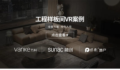 20031A Curved Leather Sofa First Layer Cowhide Semicircle Living Room Italian Modern Simple High-End Elegant