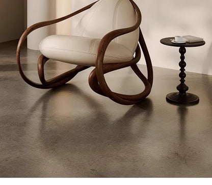 Italian leather sofa, solid wood black walnut balcony, leisure lounge chair, living room rocking chair