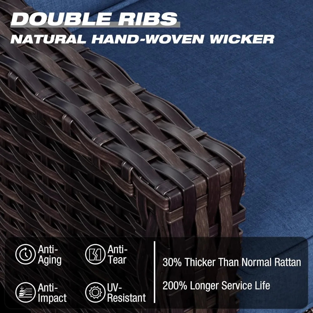 Wicker Patio Furniture Sets Upgraded Large Size Outdoor Furniture with Swivel Rocking Patio Chairs and Outdoor