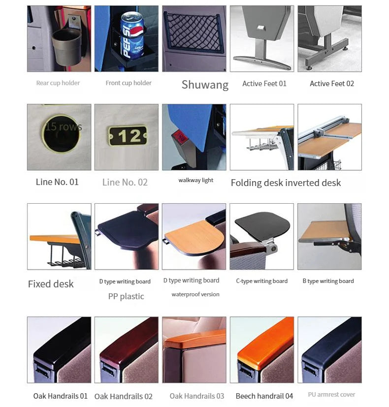 Standard Size Theater Furniture Church Chairs Auditorium Conference Room Chair Lecture Hall Seating with Writing Pad