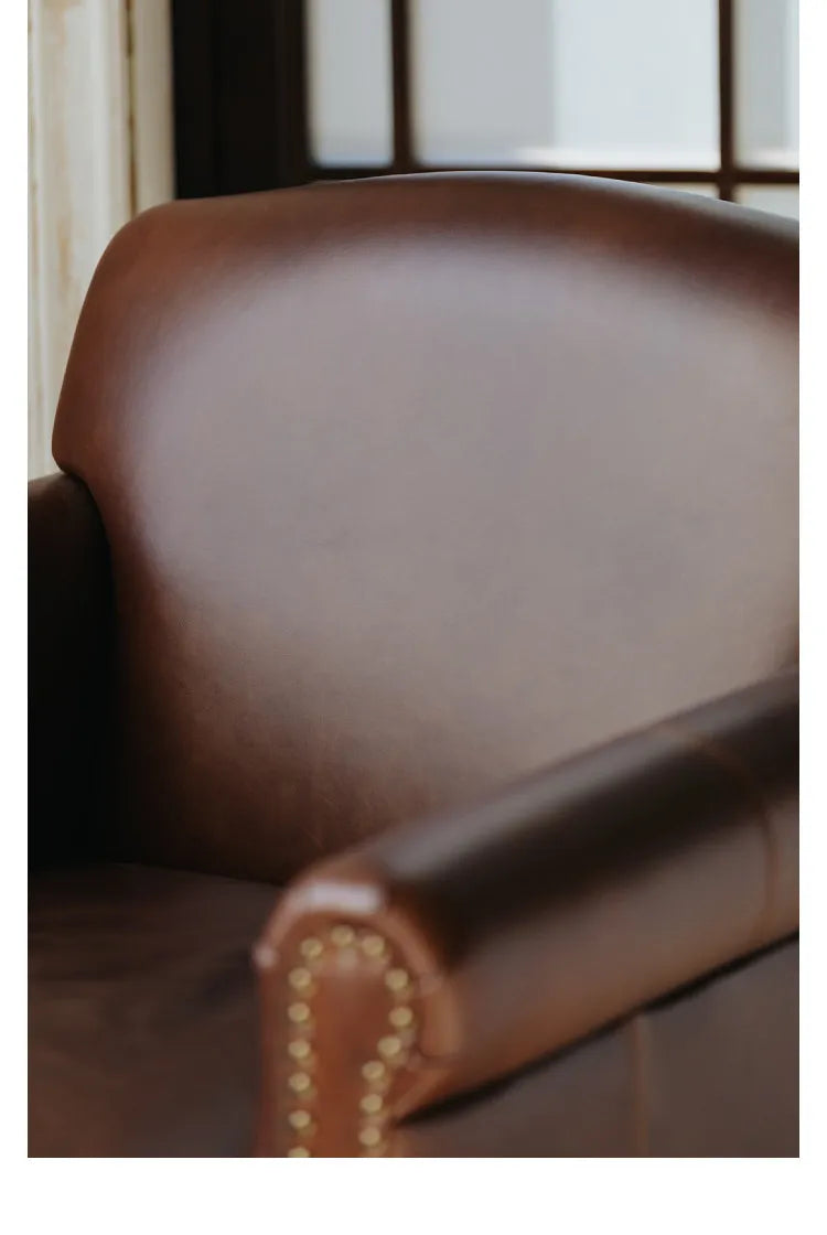 Retro oil wax leather leisure chair medieval living room tiger chair American single chair