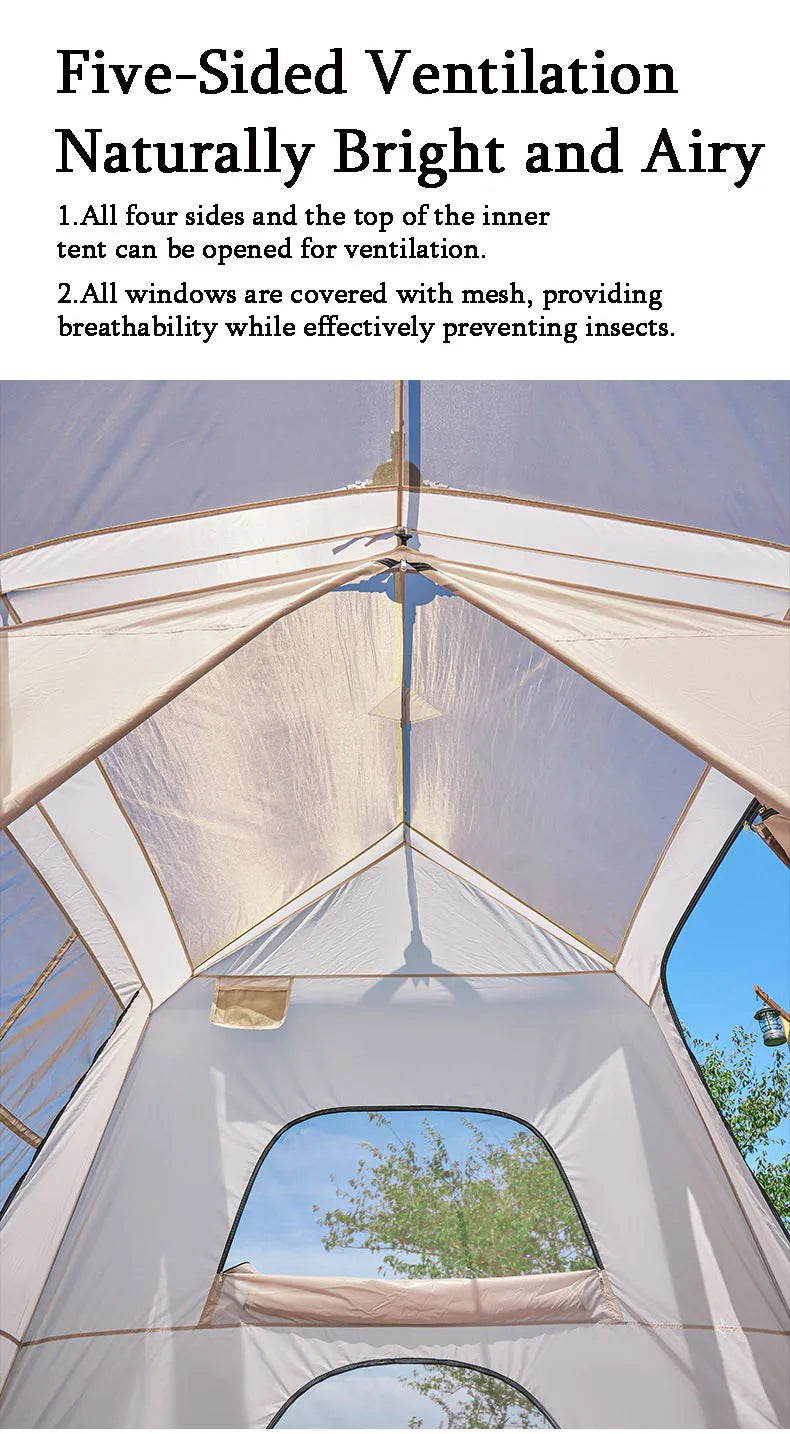 Cabin Tent 2 Room Large Family Camping Tent Automatic Quick Setup Waterproof UV Protection Outdoor 4 Season Ridge Tent