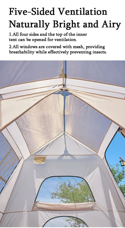 Cabin Tent 2 Room Large Family Camping Tent Automatic Quick Setup Waterproof UV Protection Outdoor 4 Season Ridge Tent