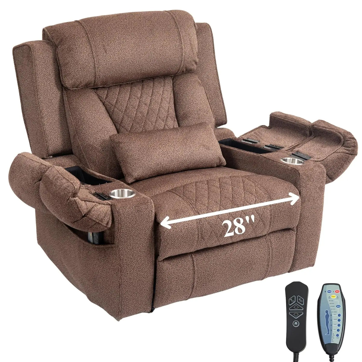 Dual Motor Power Lift Recliner for Elderly Adults with Heat Massage Lay Flat Feature Wireless Remote Cup Holder Customizable