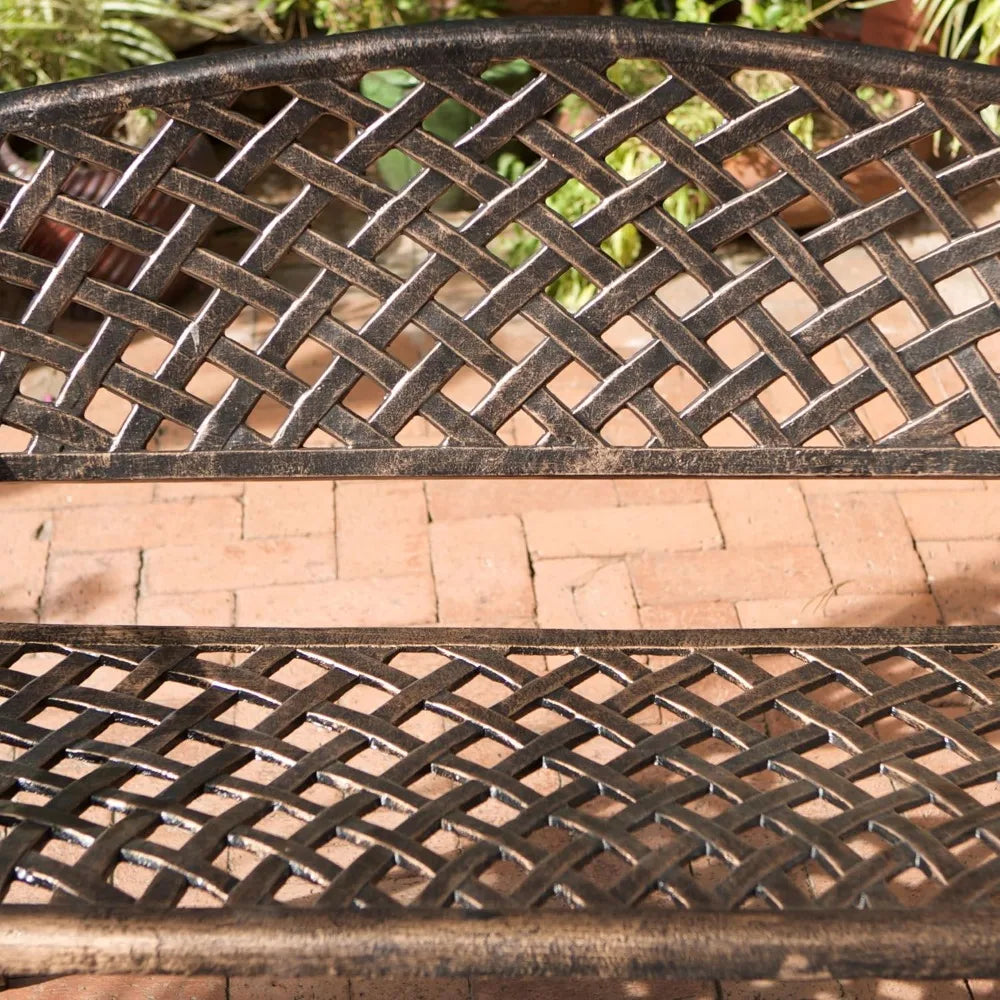 Aluminum Outdoor Park Bench, Antique Copper