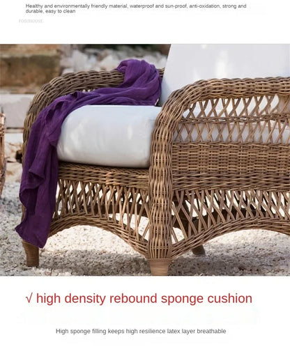 Outdoor PE Rattan Garden Chairs Balcony Courtyard Garden Waterproof Sofa Chair Outdoor Terrace Leisure Chair Outdoor Furniture A