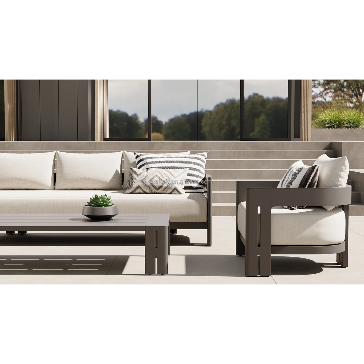 New Arrival Metal Outdoor Sofa Furniture Patio Garden Sofa Set Aluminum Sofa Set