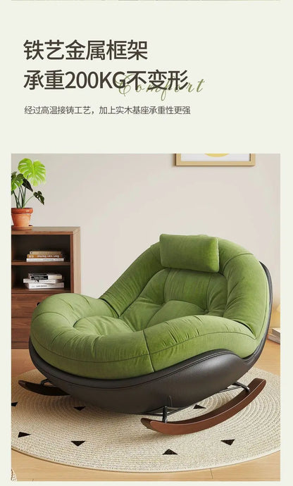 Modern Teddy Fleece Rocking Chair Upholstered Leisure Rocker Lounge Chair For Living Room Bedroom Balcony