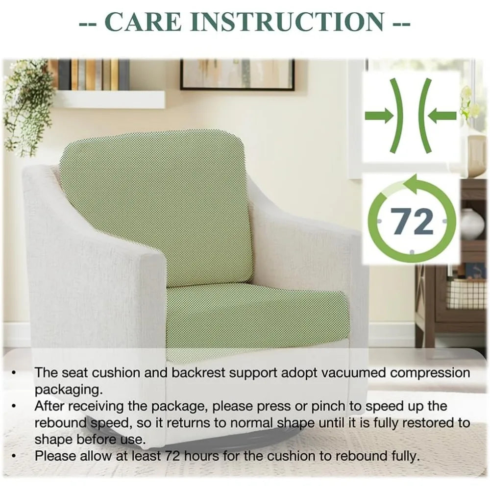 Swivel Accent Chair, 360° Rotation Chenille Fabric Upholstered Leisure Armchair with Lumbar Pillow for Living Room Bedroom Home