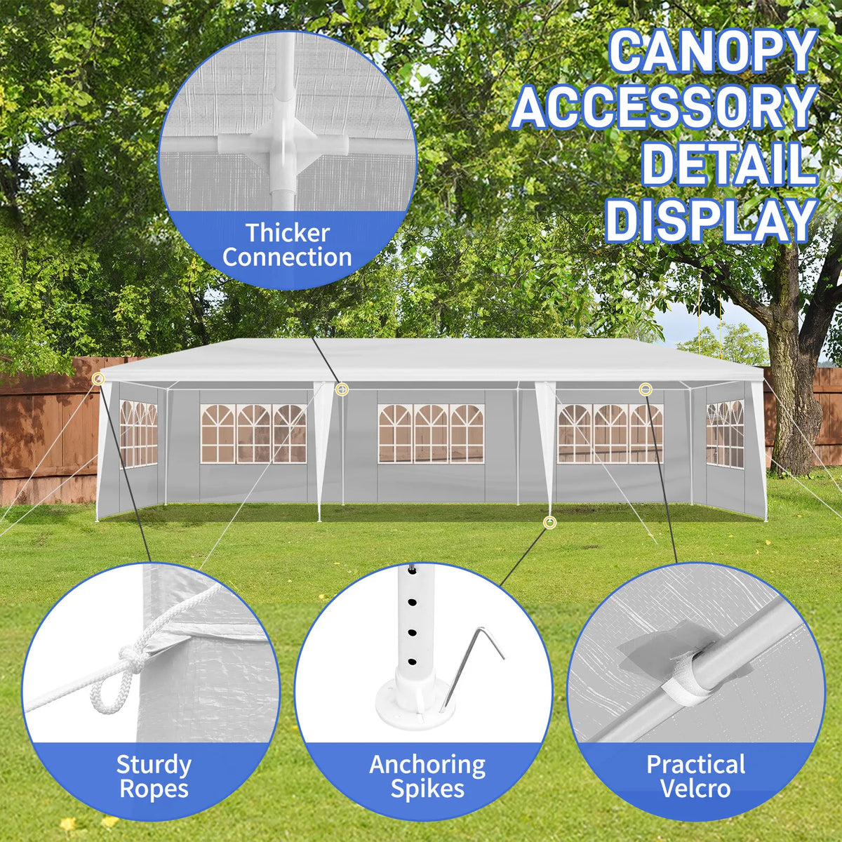10x30 FT Canopy Outdoor Wedding Party Tent Gazebo Pavilion With 5 Walls White