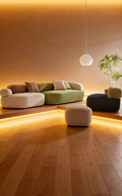 Italian minimalist pebble art sofa villa large flat living room special-shaped module fabric sofa Internet celebrity