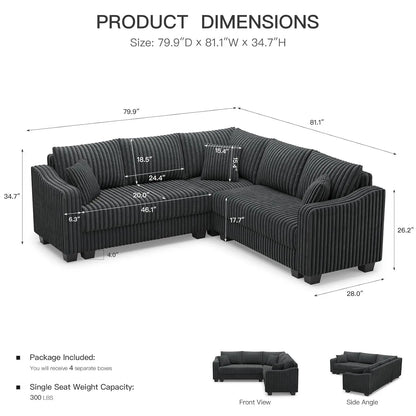 Convertible Sectional Couch with Chaise Corner Sectional Sofa L Shaped Couch Reversible Corner Upholstered Couches, Customized