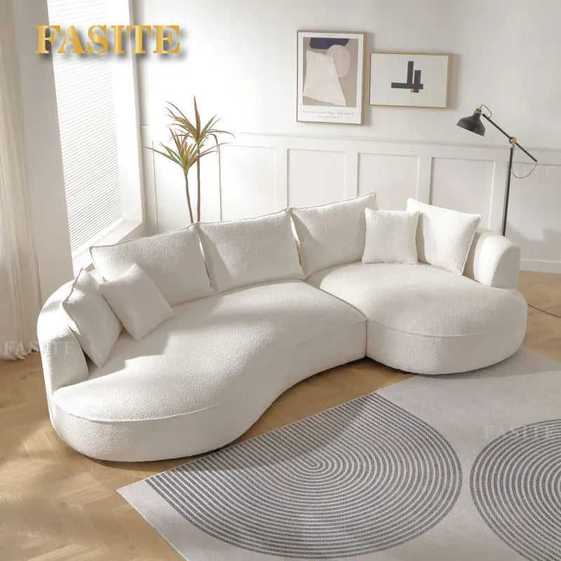 Fashion Beige Curved Sofa with Ingenious Shape Easy to assemble Soft and comfortable for indoor living room furniture