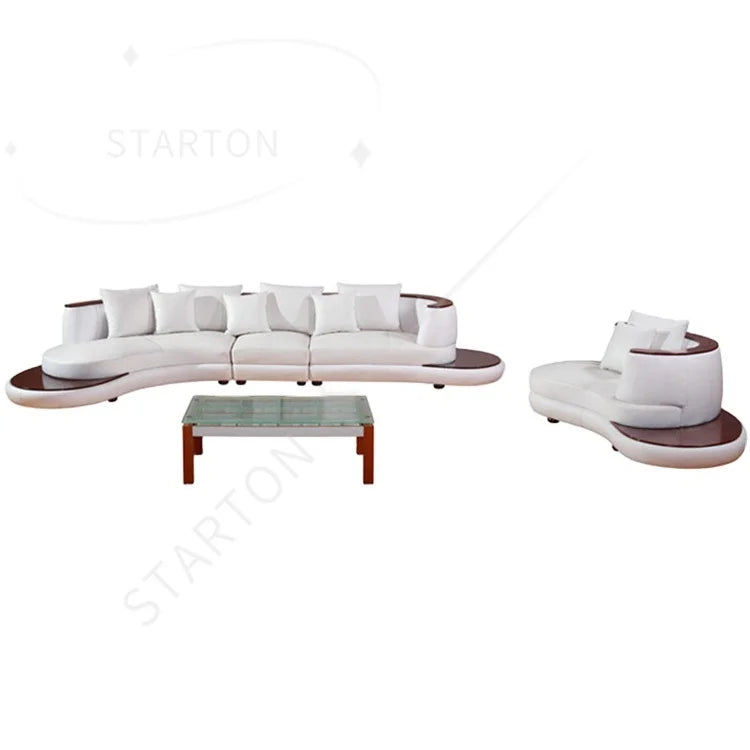 Modern Simple Design Corner Leather Sofa Set for Drawing Room Hot Sale Genuine Leather Furniture for Apartment Use