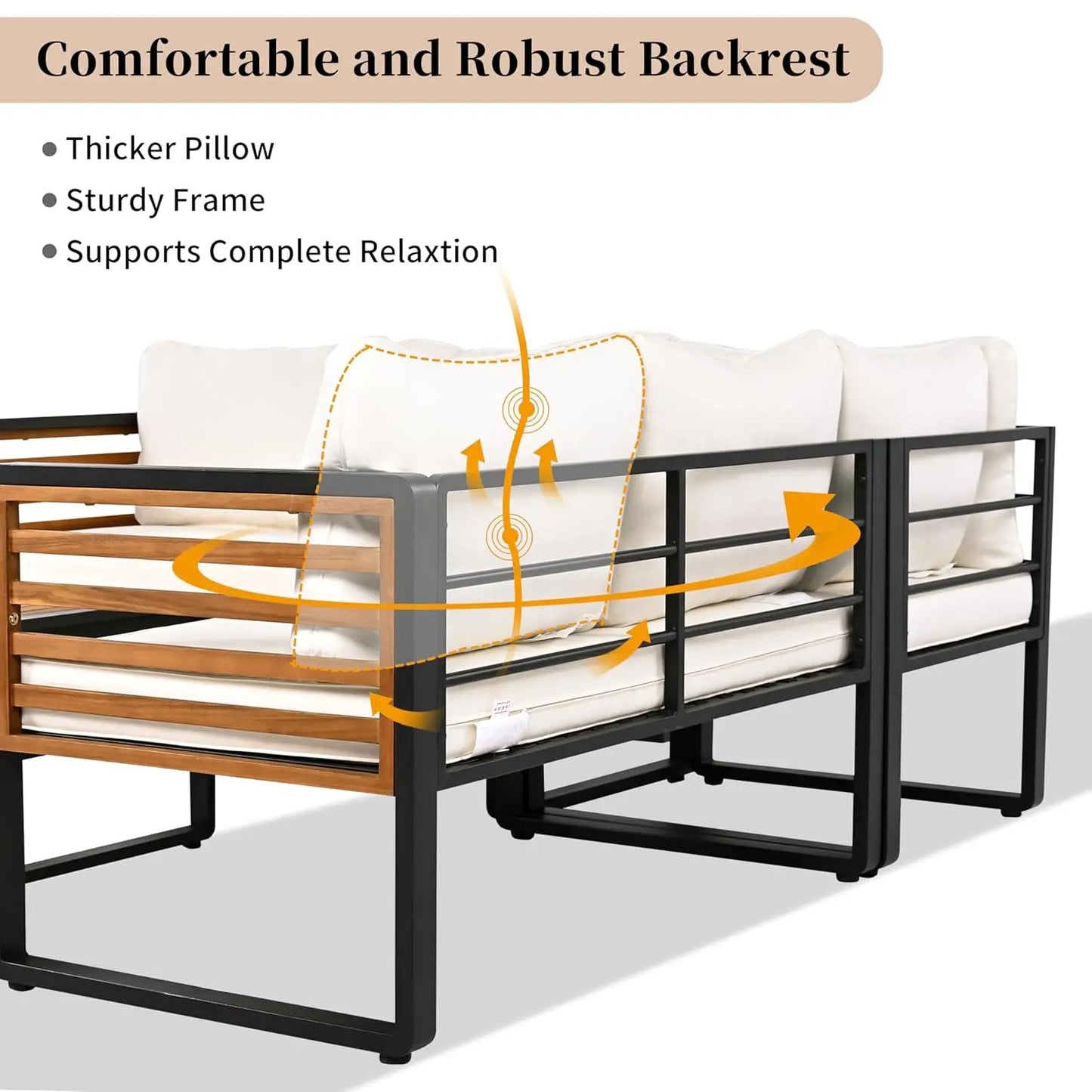 Modern L-Shaped Outdoor Conservation Sofa Set with Coffee Table, Acacia Wood Patio Sectional Sofa for Gardens,, Customized