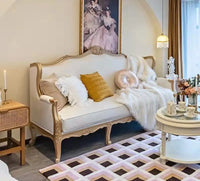 HLZ solid wood sofa three-person small apartment living room European light luxury combination furniture retro