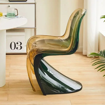 Elegant Clear Plastic Chair with Acrylic Backrest for Living Room Dining Stylish S Shaped Transparent Plastic Dining Stool