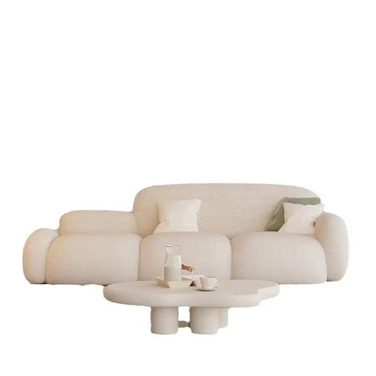 Simple living room, modern cream style, rental house, fabric sofa, straight row light luxury, bedroom sofa
