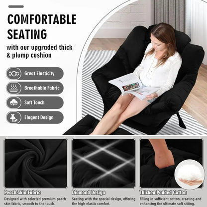 Chair with Ottoman,Leisure Sofa Armchair with Footrest,Oversized Reading Chair for Bedroom,Dorm Room,Living Room,Cou