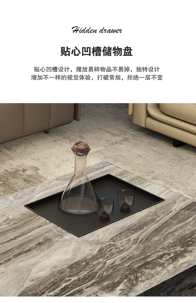 minimalist advanced sense modern simple living room household rectangular oval marble coffee table