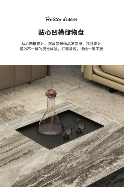 minimalist advanced sense modern simple living room household rectangular oval marble coffee table