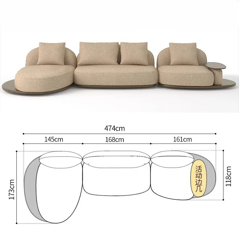 Living Room Coffee Table Designer Creative Three-person Log Style Furniture Modern Simple Modern Morocco Fabric Sectional Sofas