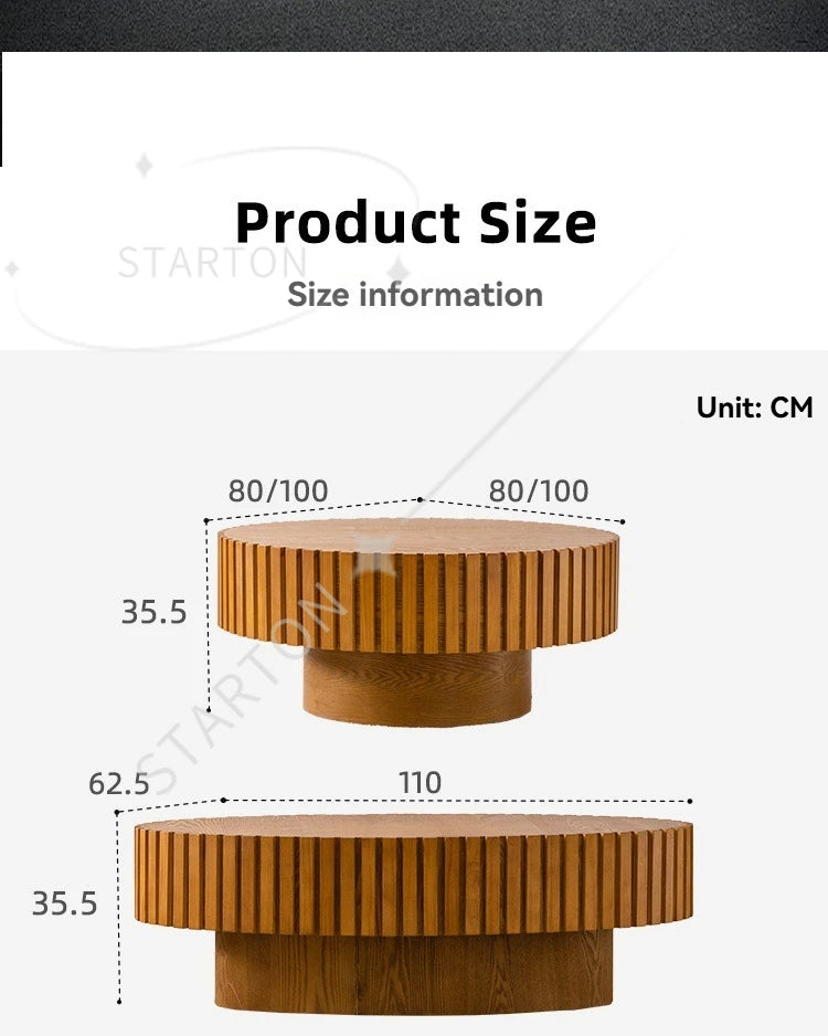 Modern Wooden Coffee Table Round Black with Solid Wood Veneered, Circle Center Table Accent Tea Table for Living Room Apartment