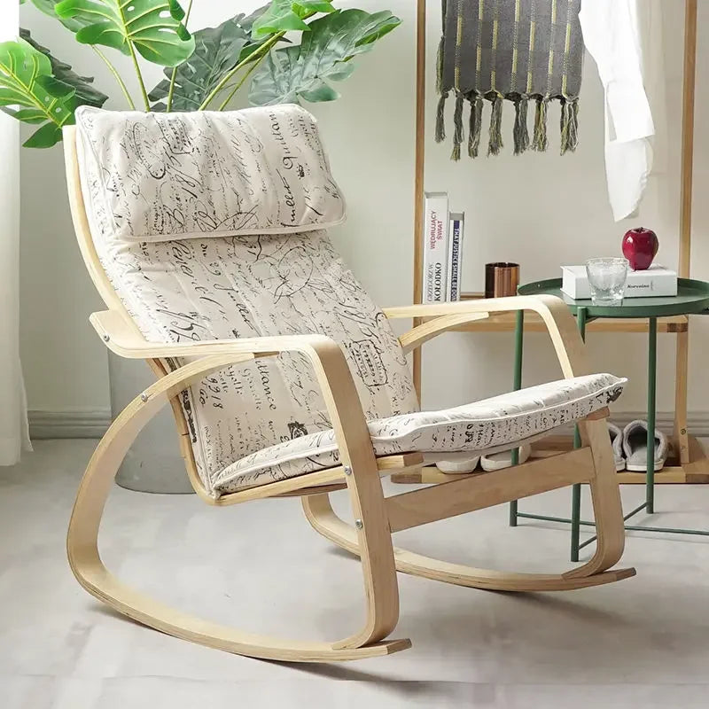 Simple and modern Nordic Boang rocking chair easy chair solid wood recliner lazy pregnant woman chair balcony lounge