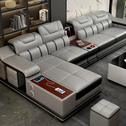 Genuine Leather Luxury Sofas Italian Minimalist Living Room Apartment Sofas Comfortable Straight Chaises De Salon Furnitures