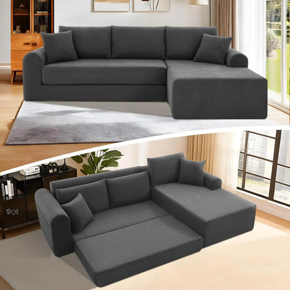 Modular Sectional Couch in a Box 103" L Shaped Boneless Cloud Couch with Deep Seat, Convertible Sofa Bed for Living Room Bedroom