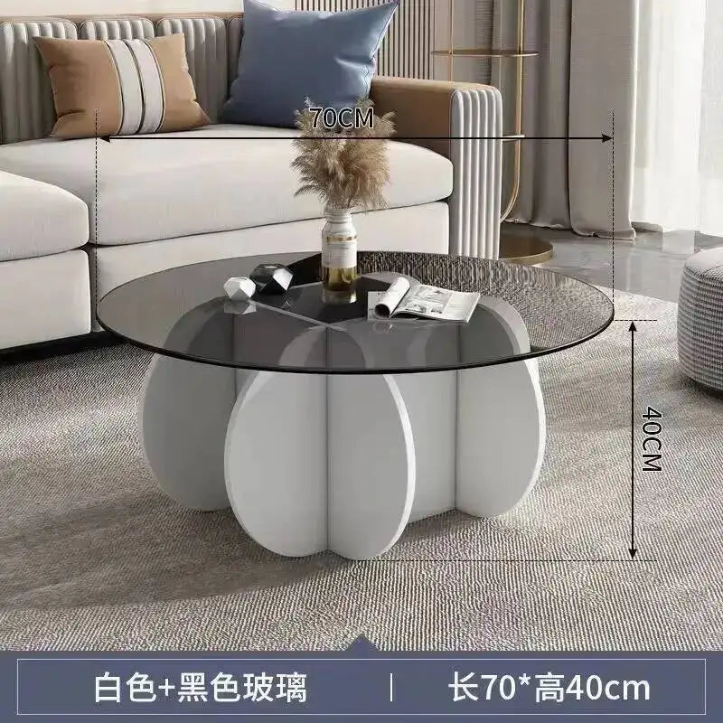 Table basse de salon ronde en verre trempé, design créatif, résistante aux hautes températures, style luxe