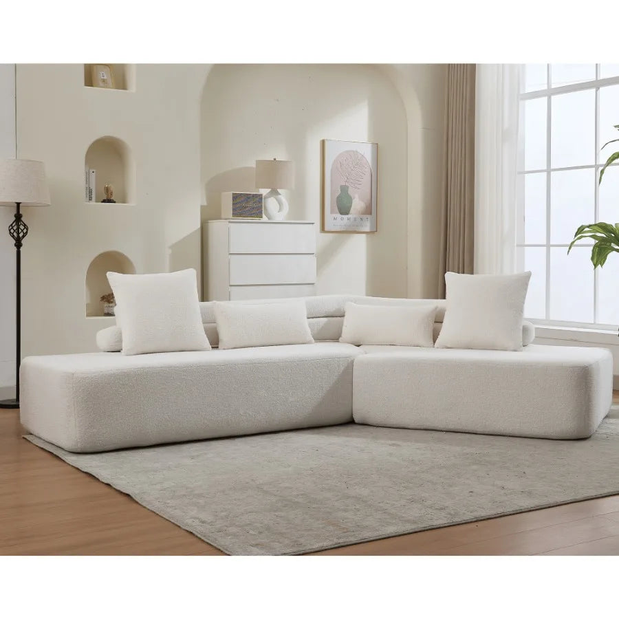 [NEW ARRIVED] [VIDEO PROVIDED] 128"Minimalist Cloud Sectional Couch Modern Couches 4-Seater No Assembly Two modular sofa Boucle