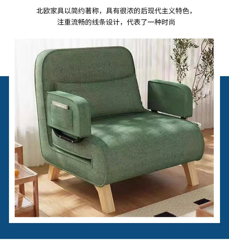 Dual-use, living room, small apartment, single, double, multi-person, solid wood legs, sofa, lazy, foldable, multi-functional