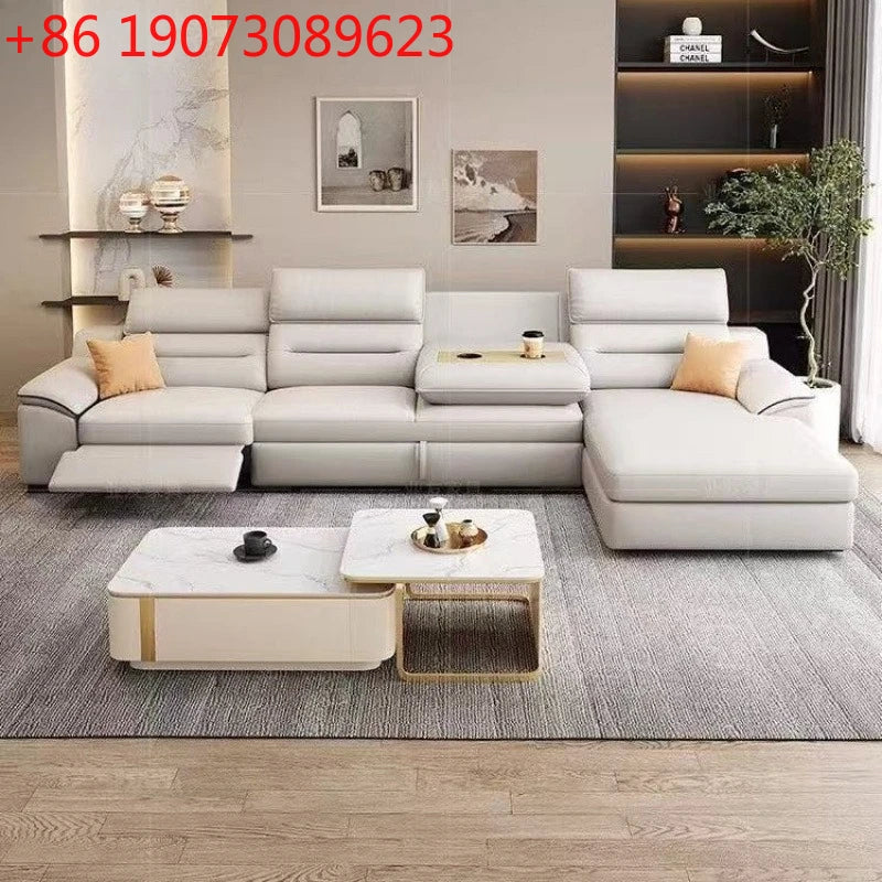 Multi-purpose leather high-end home living room electric light luxury sofa modern minimalist sofa