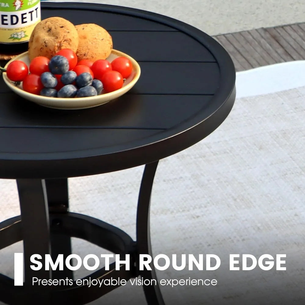 3-Piece Outdoor Wicker Furniture Set with Two Chairs and Metal Side Table for Patio Conversations