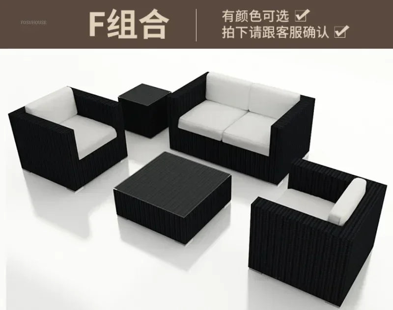 Luxury Terrace Courtyard Garden Furniture Outdoor Garden Sofa Combination Outdoor Waterproof Sun Protection Leisure Sofa Chair N