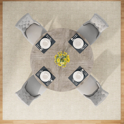 Tribesigns Round Dining Table for 4, 47 Inch Farmhouse Kitchen Table Small Dinner Table Kitchen Dinning Table for Dining Room
