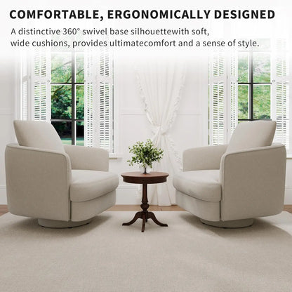 Swivel Accent Chair,Modern 360 °Swivel Barrel Chair, Oversized Armchair with Curve Back and Soft Cushion, Customized