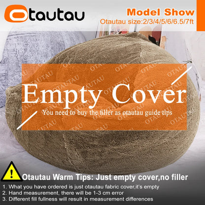 OTAUTAU Fluffy Faux Bunnyf Fur Bean Bag Cover Corner Pouf Cover DD003【No Filler Inside! You Need To Buy Filler By Yourself !】