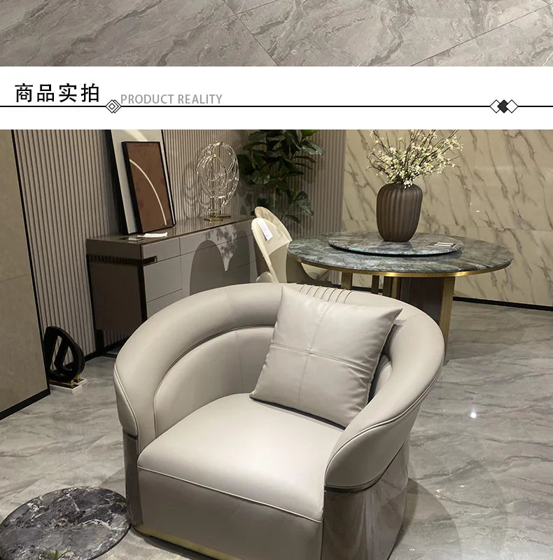 FF Italian Style Light Luxury Genuine Leather Sofa Villa Living Room Large and Small Suite Combination